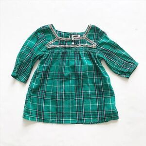 Old Navy green plaid crinkley blouse EUC XS(5T)